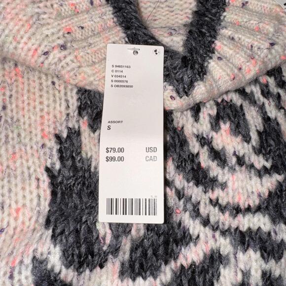 Anthropology Chunky Knit Floral Rose Graphic Sweater Cottage Cozy Cropped NWT S - Picture 4 of 6